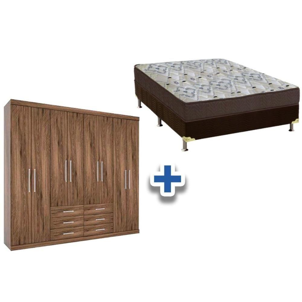 Cama Box Casal + Colchão D45 Ortobom + Guarda Roupa Master 8.6 Demolição - 1