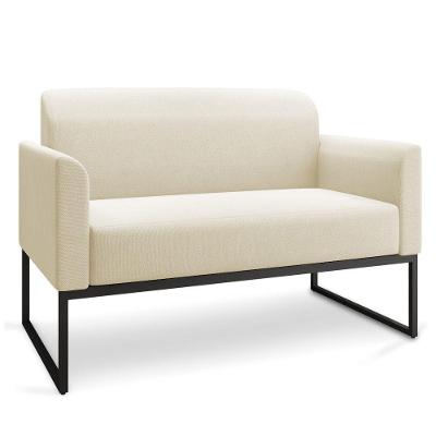 Namoradeira 02 Lugares Marisa Linho Areia A27 Base Industrial Metálica Preto - D'rossi