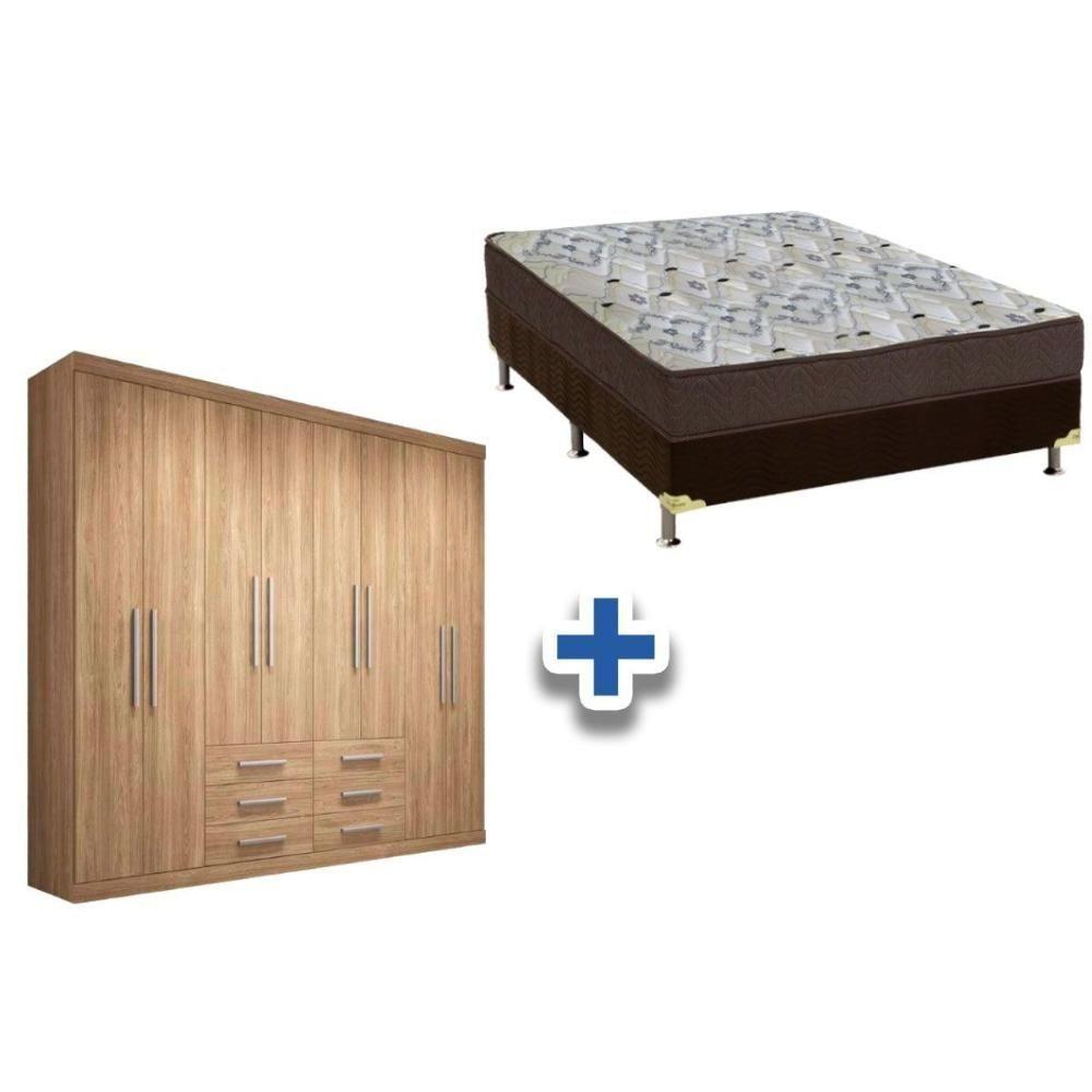 Cama Box Casal + Colchão D45 Ortobom + Guarda Roupa Master 8.6 Atacama - 1
