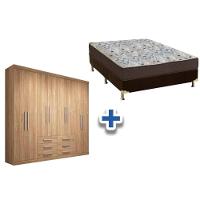 Cama Box Casal + Colchão D45 Ortobom + Guarda Roupa Master 8.6 Atacama - 1