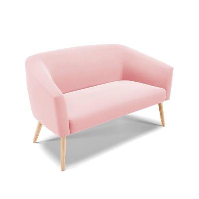 Namoradeira 02 Lugares Stella Suede Pés Palito Natural - D'rossi Cor Rosa Bebê