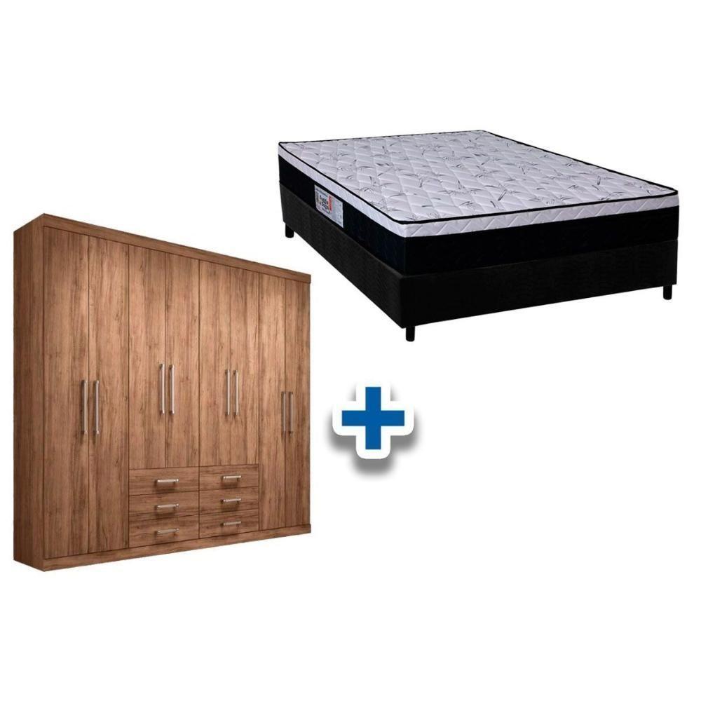 Cama Box Casal + Colchão Foggia Sogni + Guarda Roupa Master 8.6 Atacama - 1