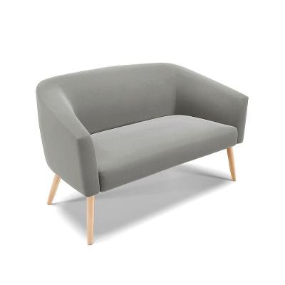 Namoradeira 02 Lugares Stella Suede Natural Grafite