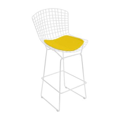 Banqueta Bertoia Branca D60 Assento Amarelo