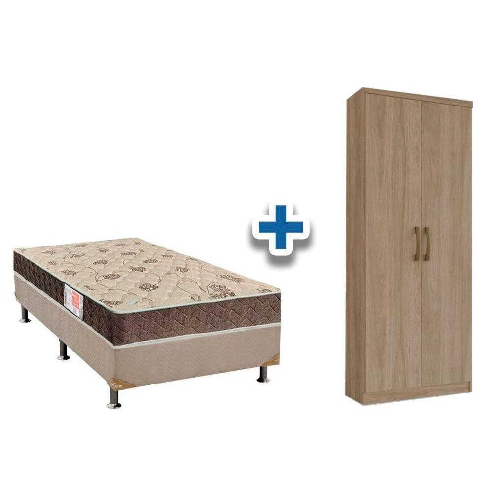 Cama Box Solteiro CRC + D33 Comfortpedic + Armário Multiuso Margarida Rústico - 1