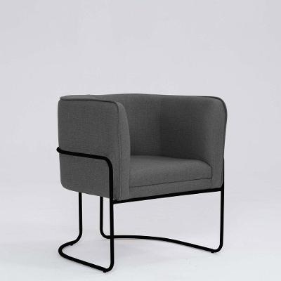 Poltrona Decorativa Belinda D07 Base Aço Linho Mescla Chumbo - D'rossi