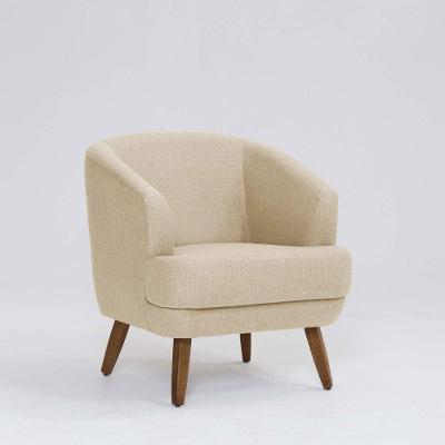 Poltrona Decorativa Milão D07 Pés Madeira Linho Marfim - D'rossi