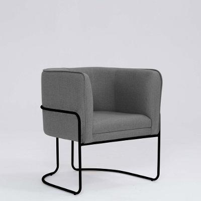 Poltrona Decorativa Belinda D07 Base Aço Linho Mescla Cinza - D'rossi