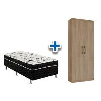 Cama Box Solteiro Conjugado Ortobom + Armário Multiuso Margarida Rústico - 1