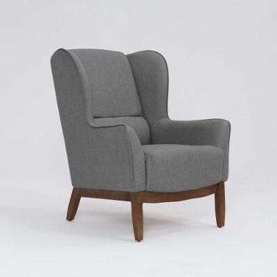 Poltrona Para Sala Mirela D07 Base Madeira Linho Mescla Cinza - D'rossi