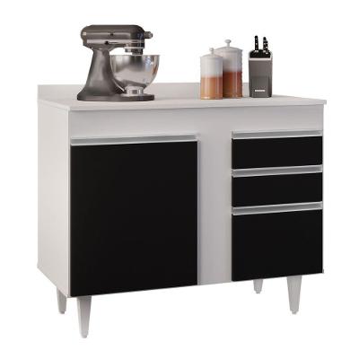 Balcão 02 Gavetas Bia Branco Preto 100Cm