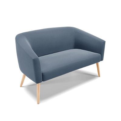 Namoradeira 02 Lugares Stella Suede Pés Palito Natural - D'rossi Cor Azul Marinho