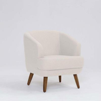 Poltrona Decorativa Milão D07 Pés Madeira Linho Pérola - D'rossi