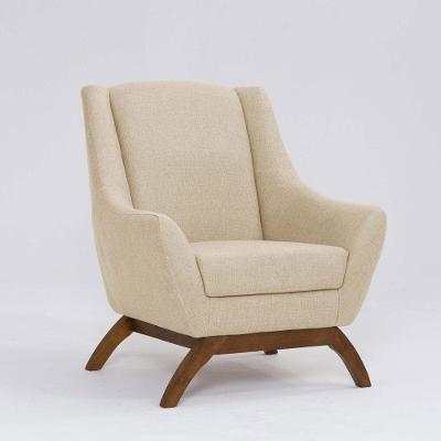 Poltrona Decorativa Mildred D07 Pés Madeira Linho Marfim - D'rossi