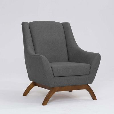 Poltrona Decorativa Mildred D07 Pés Madeira Linho Mescla Chumbo - D'rossi