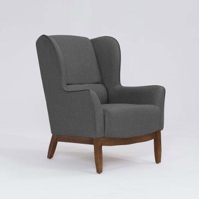 Poltrona Para Sala Mirela D07 Base Madeira Linho Mescla Chumbo - D'rossi