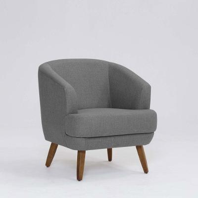 Poltrona Decorativa Milão D07 Pés Madeira Linho Mescla Cinza - D'rossi