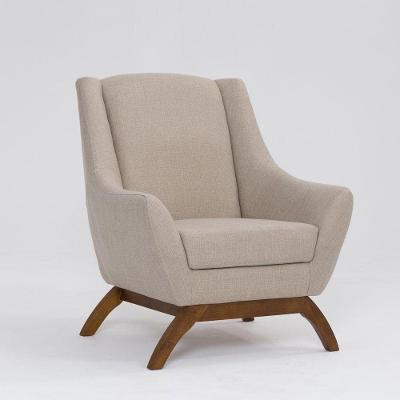 Poltrona Decorativa Mildred D07 Pés Madeira Linho Aveia - D'rossi