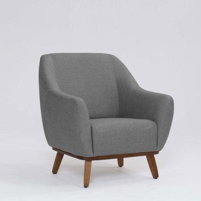 Poltrona Decorativa Pauline D07 Base Madeira Linho Mescla Cinza - D'rossi