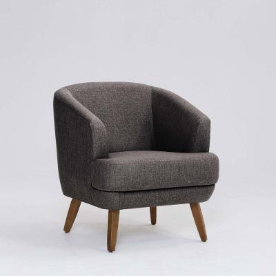 Poltrona Decorativa Milão D07 Pés Madeira Linho Mescla Marrom - D'rossi