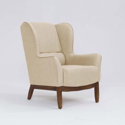 Poltrona Para Sala Mirela D07 Base Madeira Linho Marfim - D'rossi