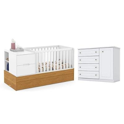 Berço Americano Multifuncional Formare Branco Freijó - Matic E Cômoda Infantil Americano Branco Hp - Henn