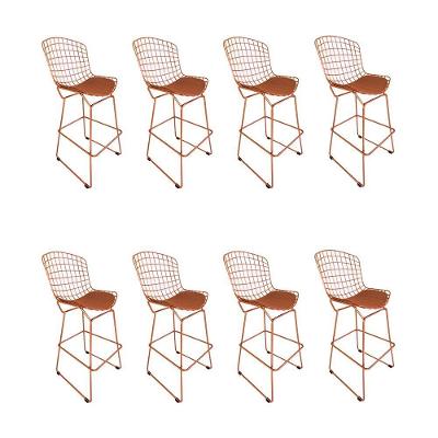 Kit 8 Banquetas Bistrô Bertoia Cobre D60 Com Assento Cobre