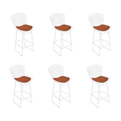 Kit 6 Banquetas Bistrô Bertoia Branca D80 Com Assento Cobre