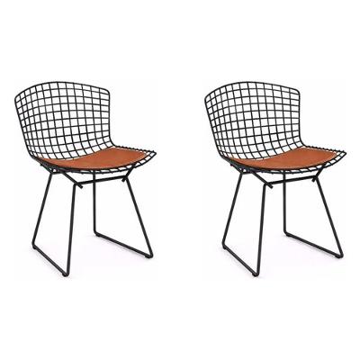 Kit 2 Cadeiras Bertoia Preta Com Assento Cobre