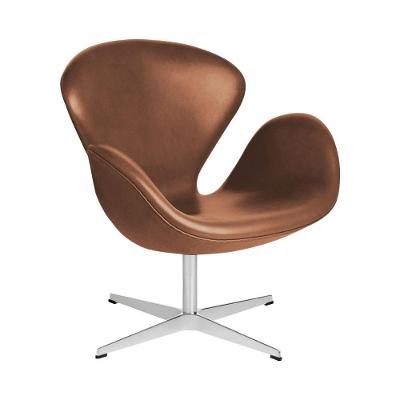 Poltrona Swan Couro Sintético Marrom Base Alumínio Giratória