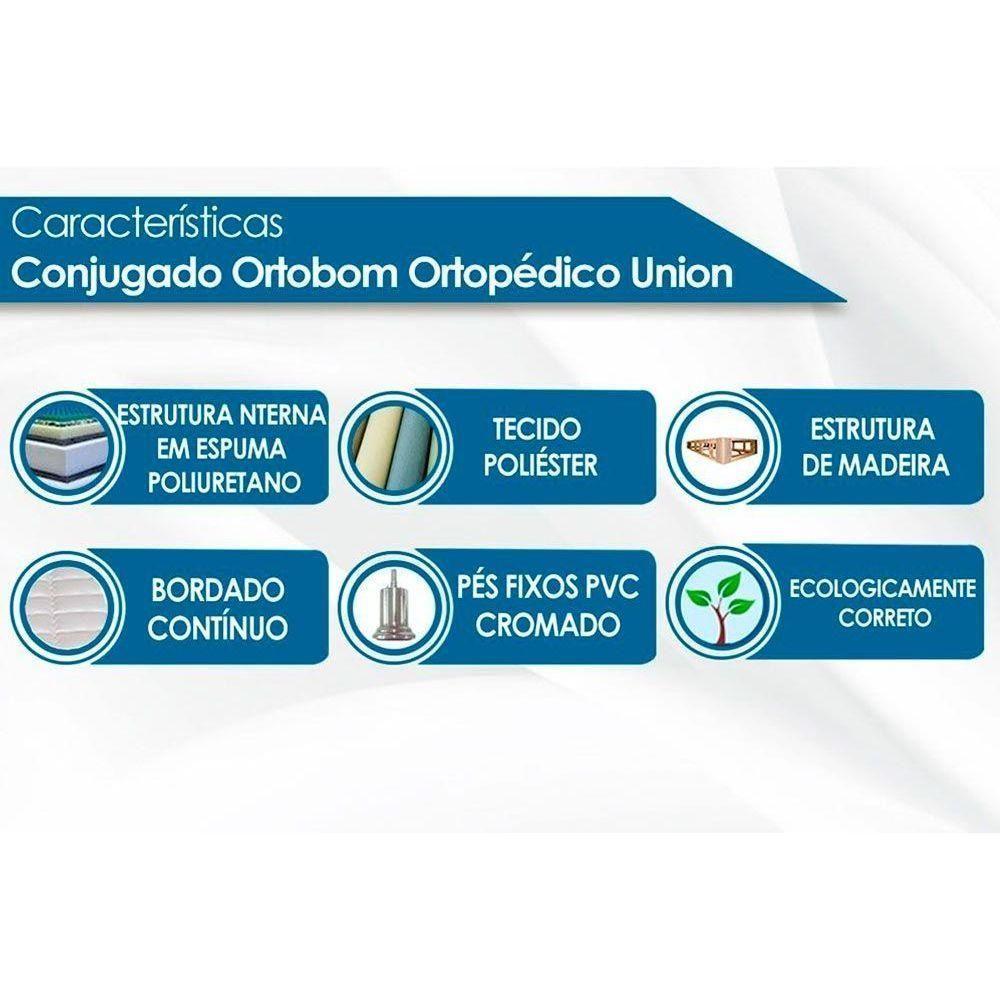 Cama Box Conjugada Casal Ortobom Union + Guarda Roupa Veneza Luxo Branco - 6