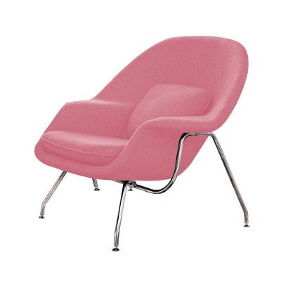 Poltrona Womb Chair Sem Puff Cromada Linho Rosa