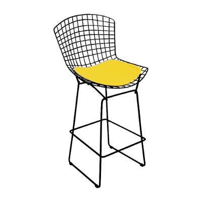 Banqueta Bertoia Preta D80 Assento Amarelo