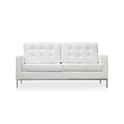 Sofá Florence Knoll 2 Lugares Cromado Em Sintético Branco