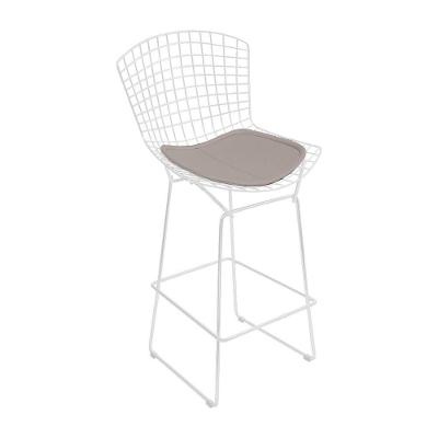 Banqueta Bertoia Branca D80 Assento Bege