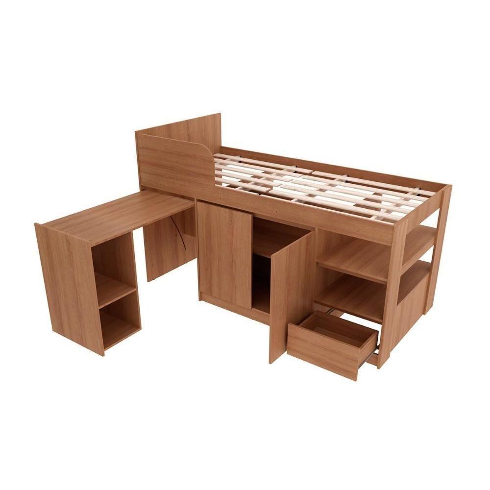 Cama Solteiro CM8021 Multifuncional c/ Escrivaninha Amêndoa - Tecno Mobili - 4