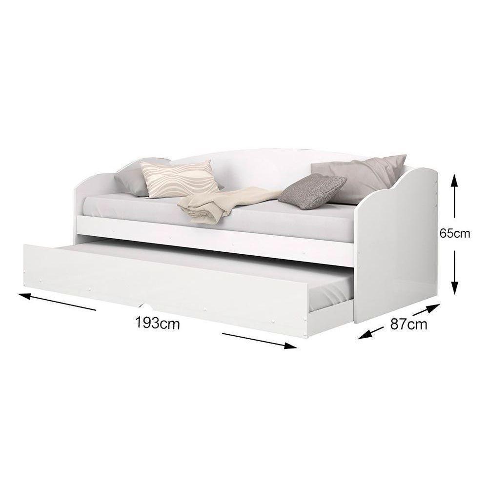 Cama Sofá Funny II c/ Auxiliar + 2 Colchões Orthocrin + Guarda Roupa Veneza Branco - 9