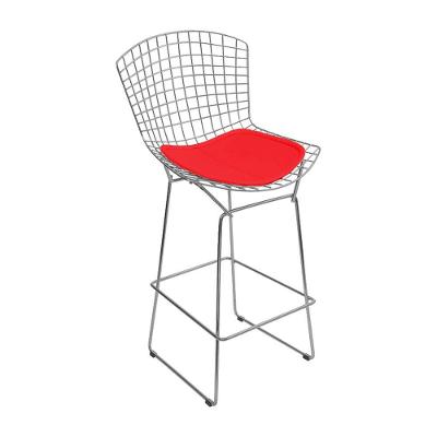 Banqueta Bertoia Cromada D60 Assento Sintético Vermelho