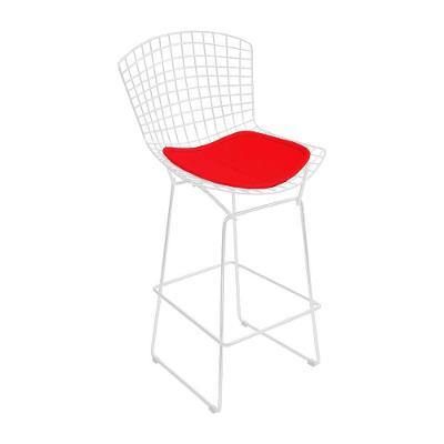 Banqueta Bertoia Branca D80 Assento Vermelho