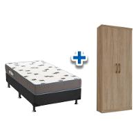 Cama Box Solteiro CRC + D33 Ortobom + Armário Multiuso Margarida Rústico - 1