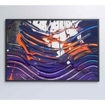 Quadro Pintura Roxo 60x40 Cm Vidro Impresso