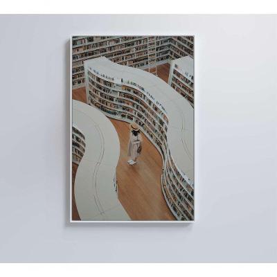 Quadro Arquitetura Biblioteca 40x60 Cm Tecido Canvas