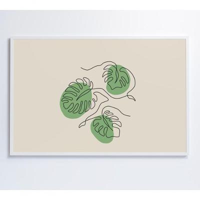 Quadro Folhas Em Linhas 120x80 Cm Vidro Impresso