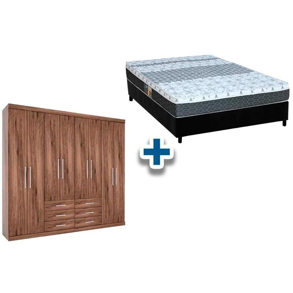 Cama Box Casal + Colchão Class Castor + Guarda Roupa Master 8.6 Demolição - 1