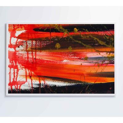 Quadro Pintura Vermelho 90x60 Cm Tecido Canvas