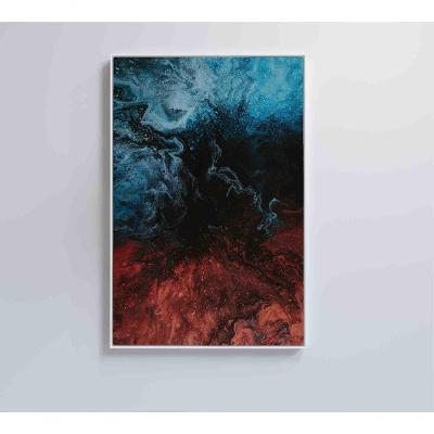 Quadro Abstrato água E Fogo 60x90 Cm Tecido Canvas