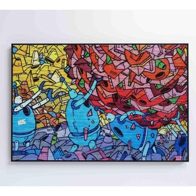 Quadro Grafite Robôs 120x80 Cm Tecido Canvas