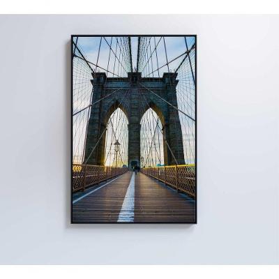Quadro Ponte Do Brooklyn Pôr Do Sol 80x120 Cm Adesivo Fotográfico
