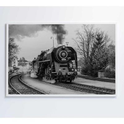 Quadro Trem Preto E Branco 2 120x80 Cm Tecido Canvas