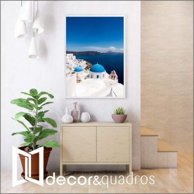 Quadro Ilha De Santorini 40x60 Cm Tecido Canvas